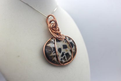Raw Copper Septarian Pendant Necklace- Statement Piece