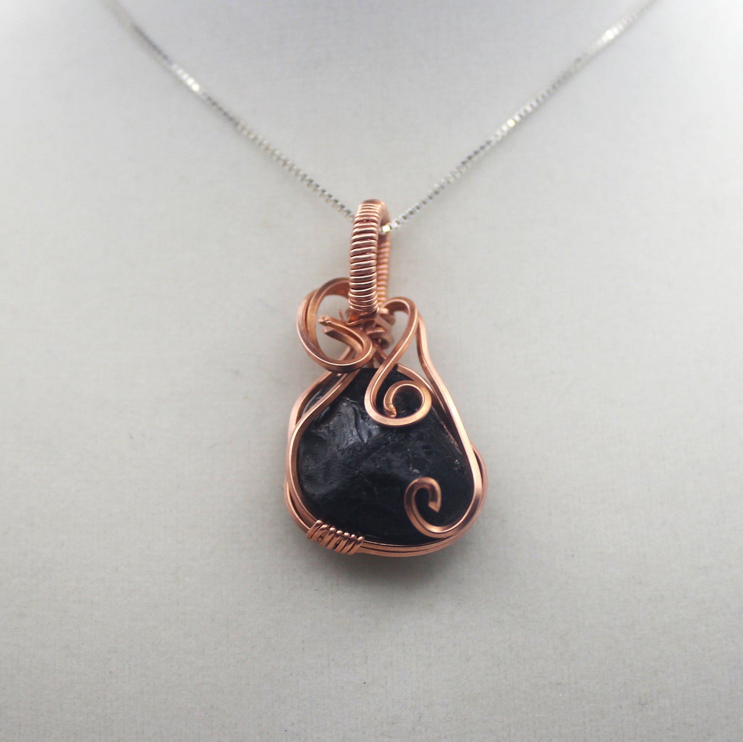 Raw Copper Apache Tears Pendant Necklace