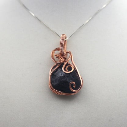 Raw Copper Apache Tears Pendant Necklace