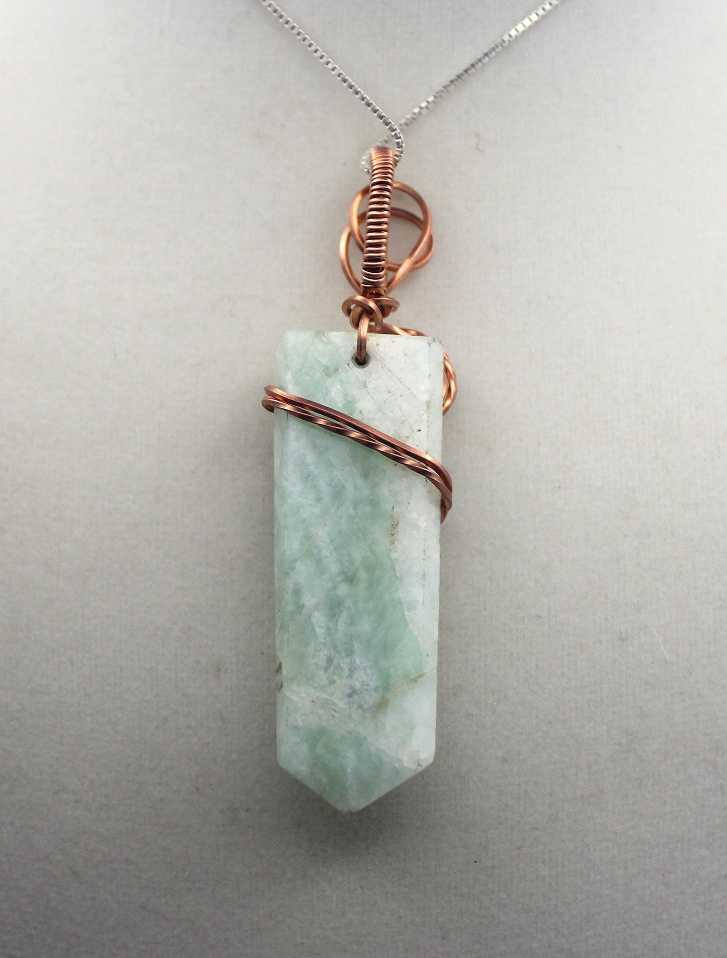 Raw Copper Drilled Amazonite Tiger's Eye Charm Pendant Necklace