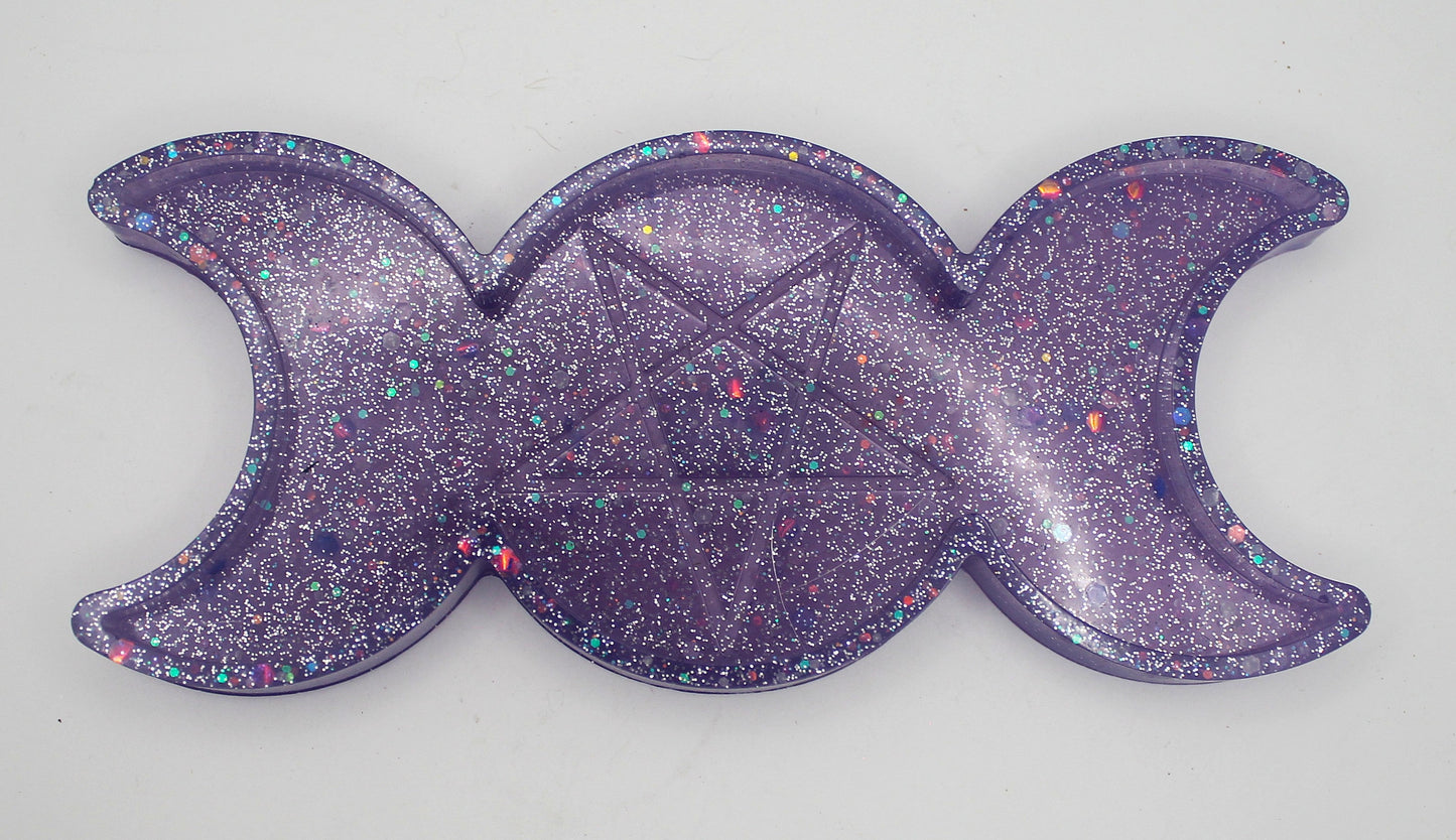 Resin Triple Moon Pentacle Star Trinket Tray