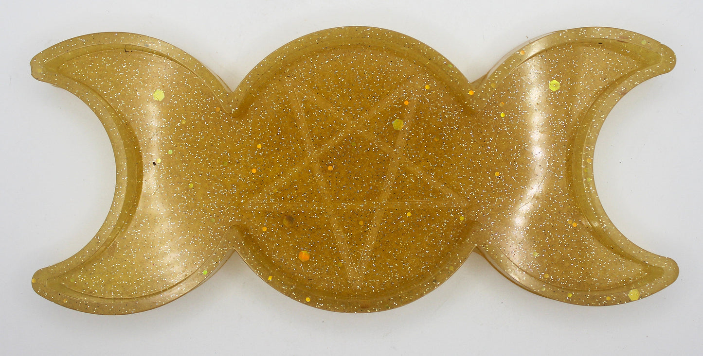 Resin Triple Moon Pentacle Star Trinket Tray