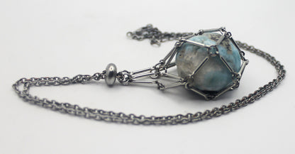 Metal Crystal Cage Necklace