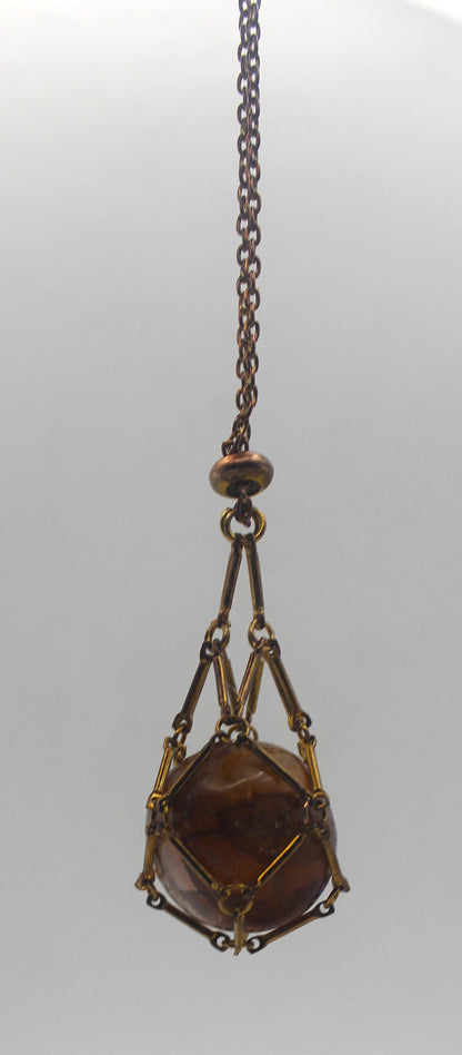 Metal Crystal Cage Necklace