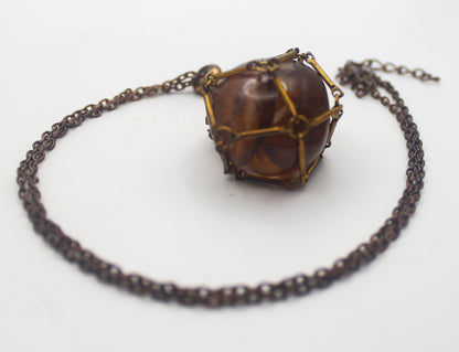 Metal Crystal Cage Necklace