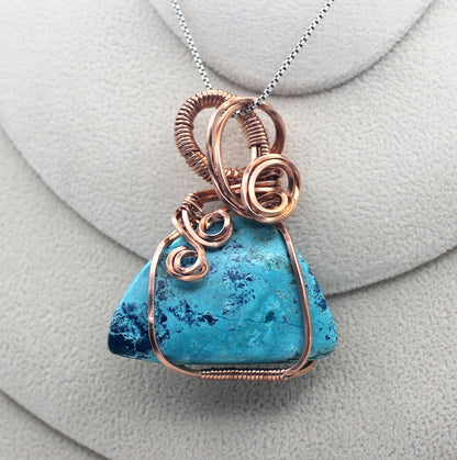 Raw Copper Chrysocolla Pendant Necklace