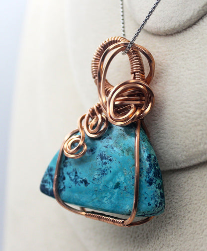 Raw Copper Chrysocolla Pendant Necklace