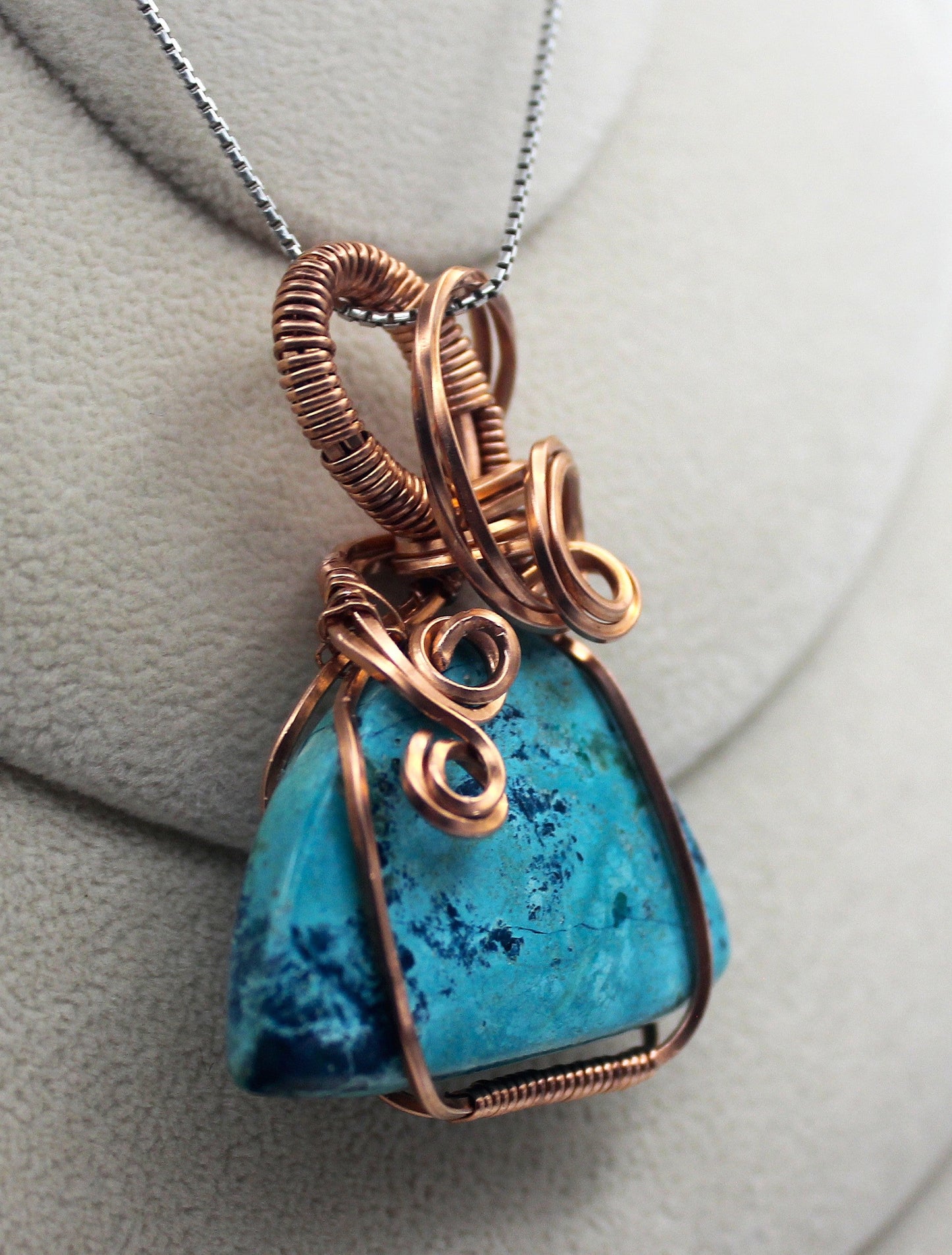 Raw Copper Chrysocolla Pendant Necklace
