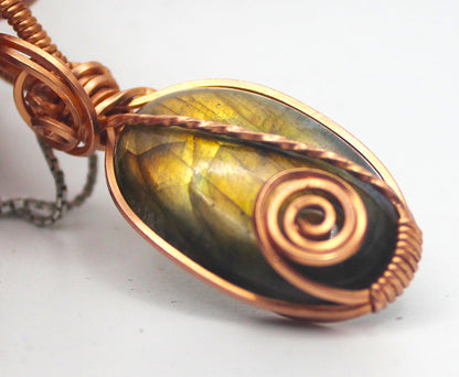 Raw Copper Labradorite Pendant Necklace