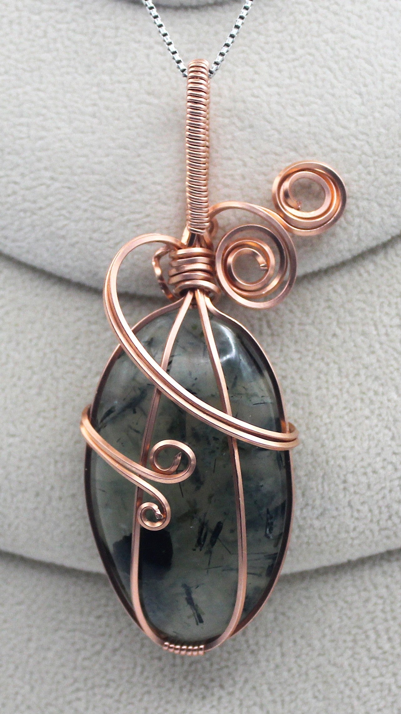Raw Copper Prehnite Pendant Necklace