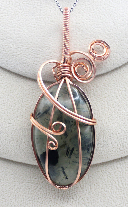 Raw Copper Prehnite Pendant Necklace