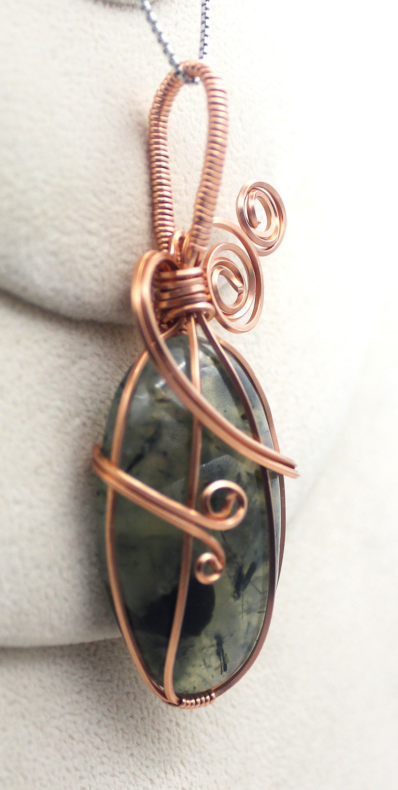 Raw Copper Prehnite Pendant Necklace