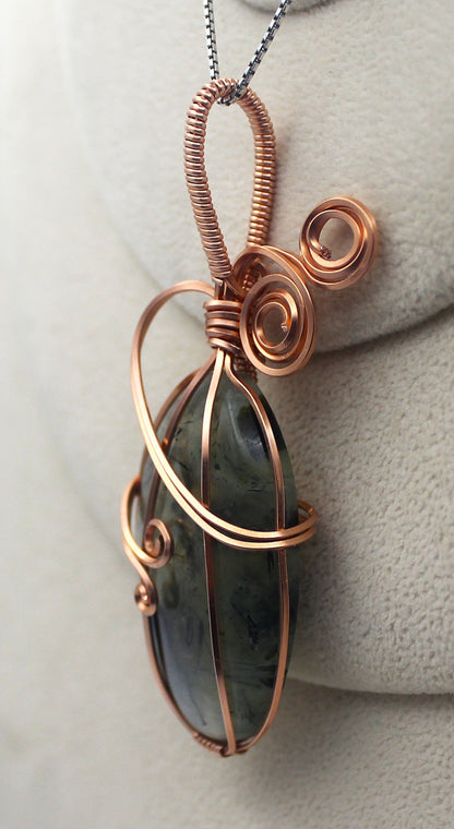 Raw Copper Prehnite Pendant Necklace