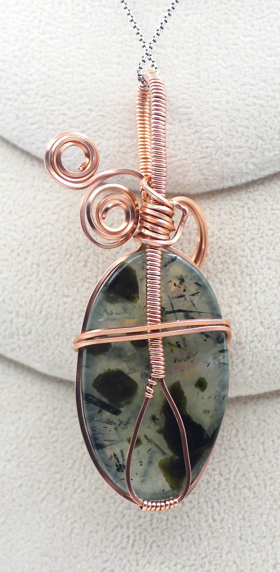 Raw Copper Prehnite Pendant Necklace
