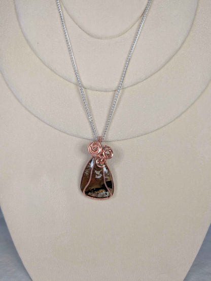 Raw Copper Amber Pendant Necklace