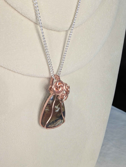 Raw Copper Amber Pendant Necklace