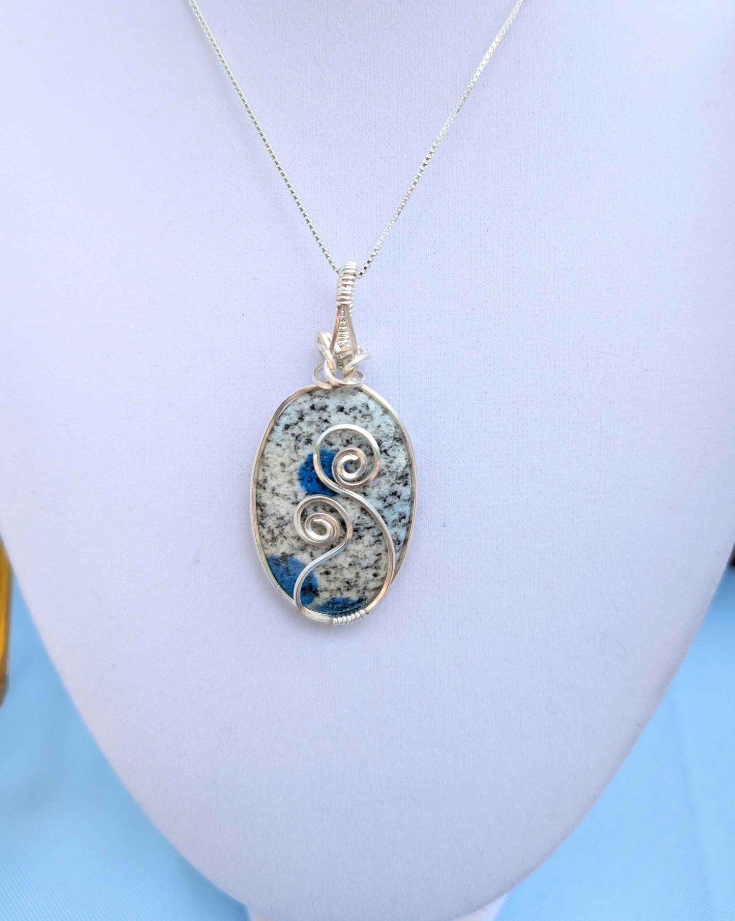 Argentium Silver K2 "Blueberry" Jasper Pendant Necklace