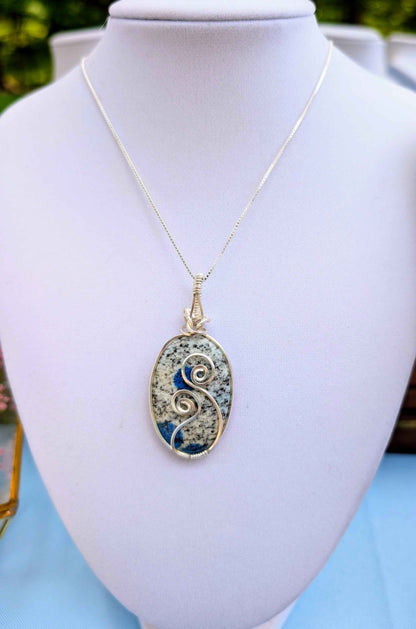 Argentium Silver K2 "Blueberry" Jasper Pendant Necklace