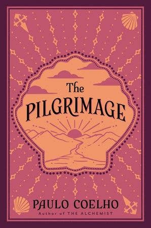 The Pilgrimage book cover by Paulo Coelho featuring a stylized sunset and pilgrimage symbols