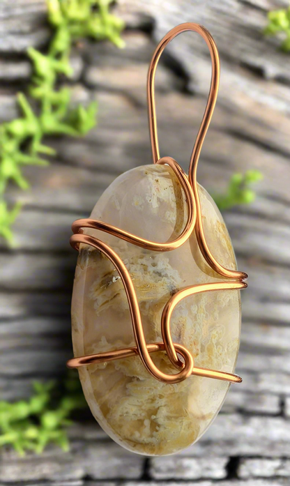 Plated Moss Agate Pendant Necklace