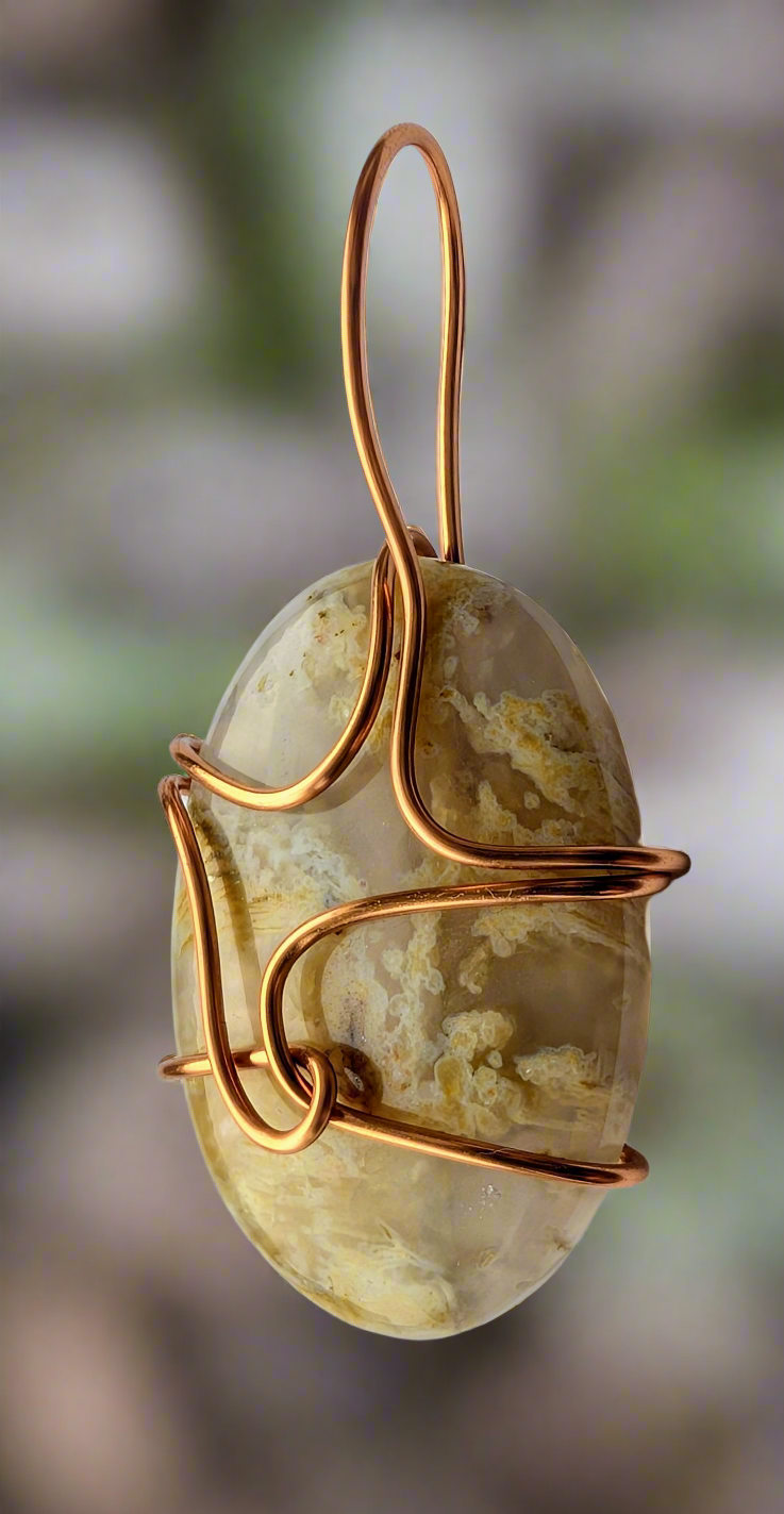 Plated Moss Agate Pendant Necklace