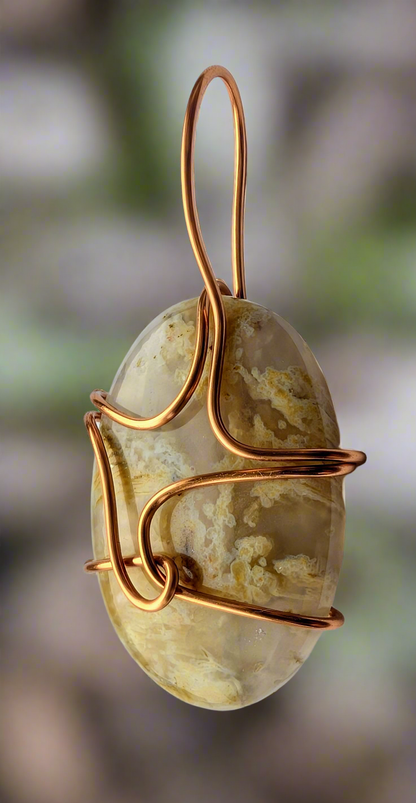 Plated Moss Agate Pendant Necklace