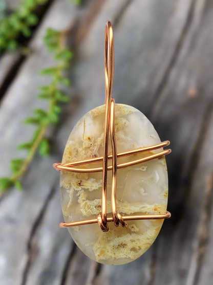 Plated Moss Agate Pendant Necklace