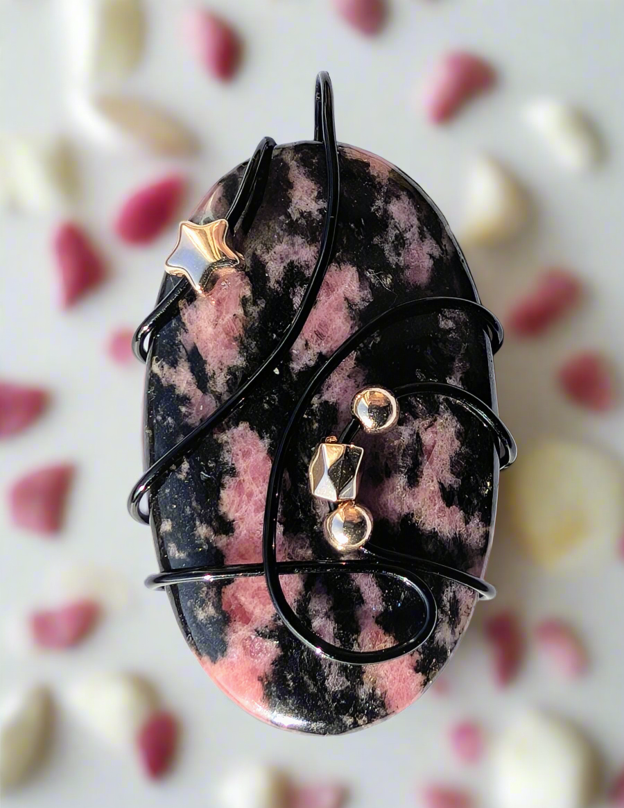 Plated Rhodonite Star Pendant Necklace