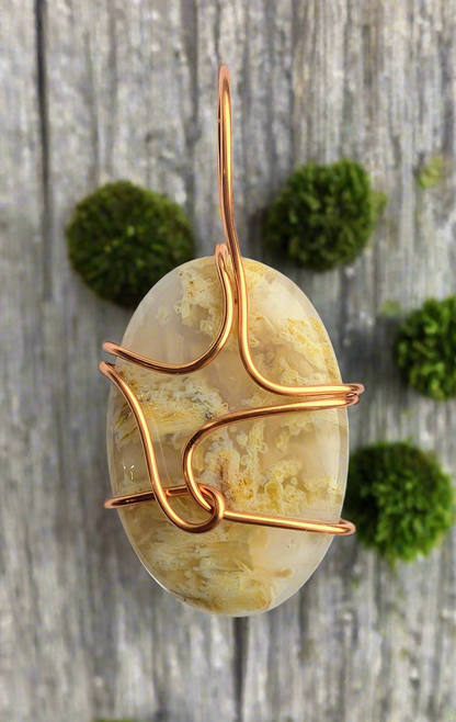 Plated Moss Agate Pendant Necklace