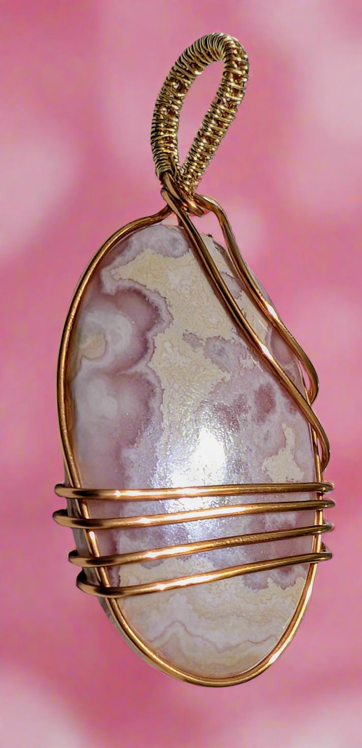 Plated Rhodochrosite Pendant Necklace