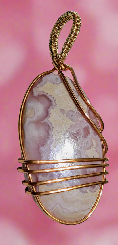 Plated Rhodochrosite Pendant Necklace