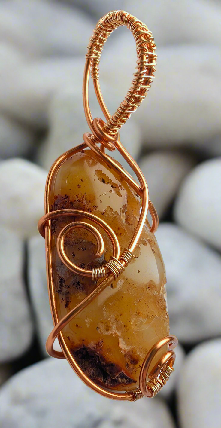 Plated Montana Moss Agate Druzy Cabochon Necklace