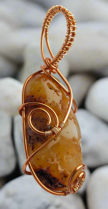 Plated Montana Moss Agate Druzy Cabochon Necklace