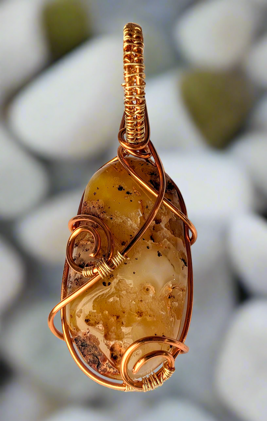 Plated Montana Moss Agate Druzy Cabochon Necklace