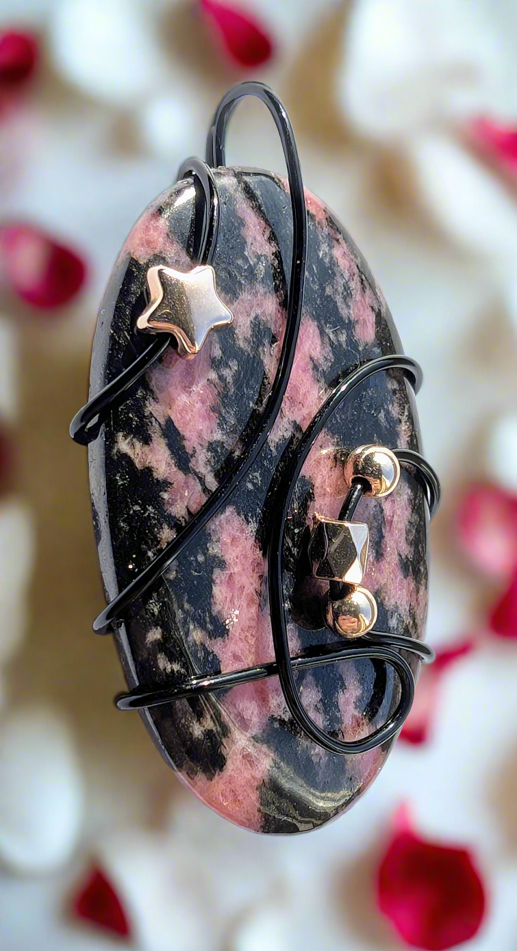Plated Rhodonite Star Pendant Necklace