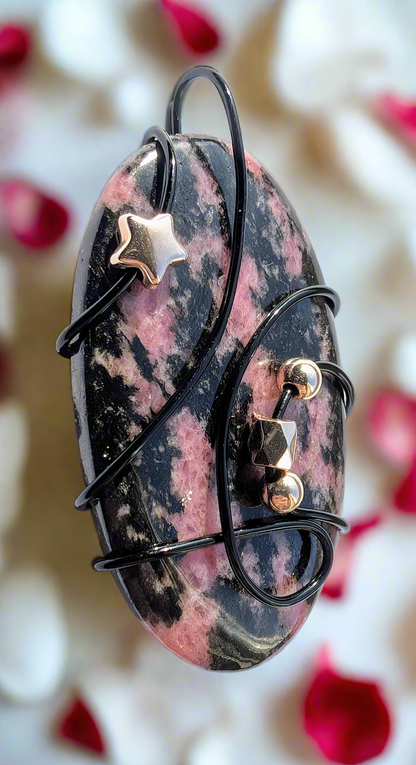 Plated Rhodonite Star Pendant Necklace