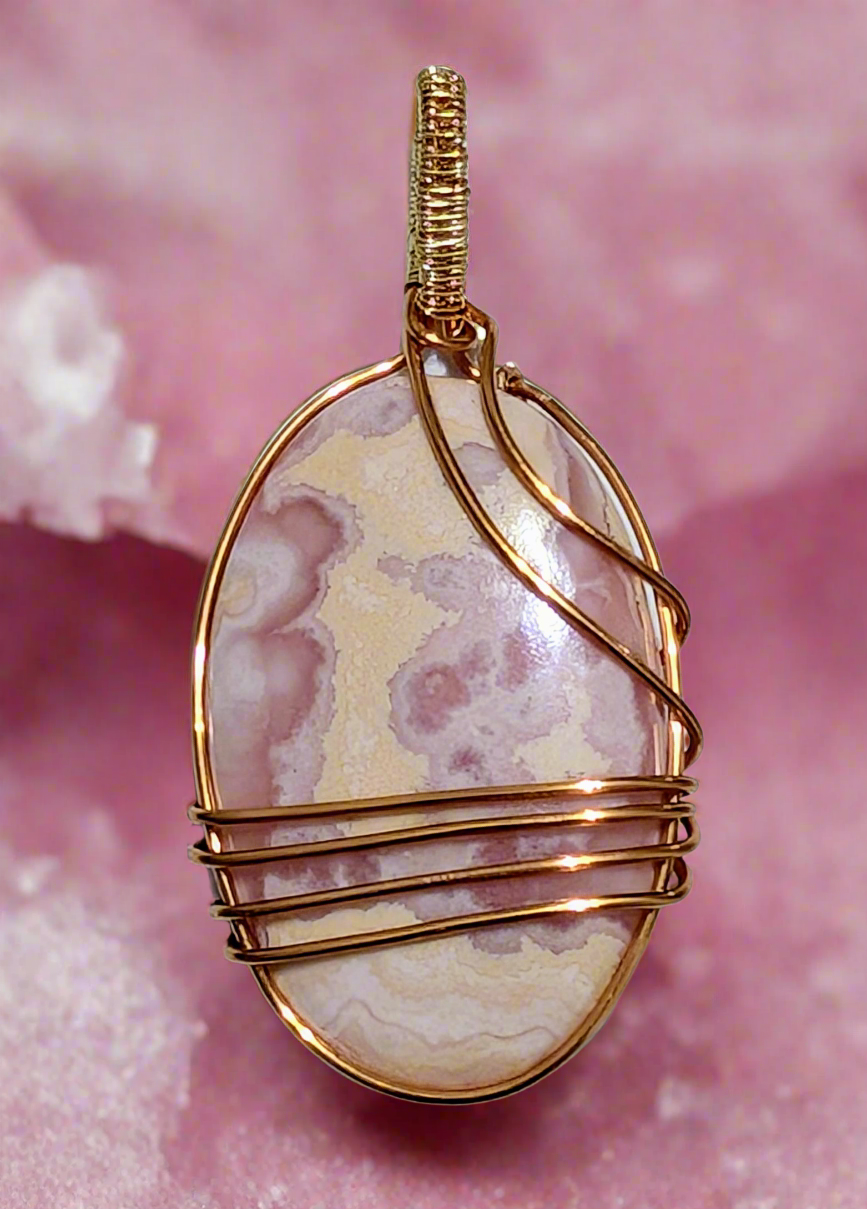 Plated Rhodochrosite Pendant Necklace
