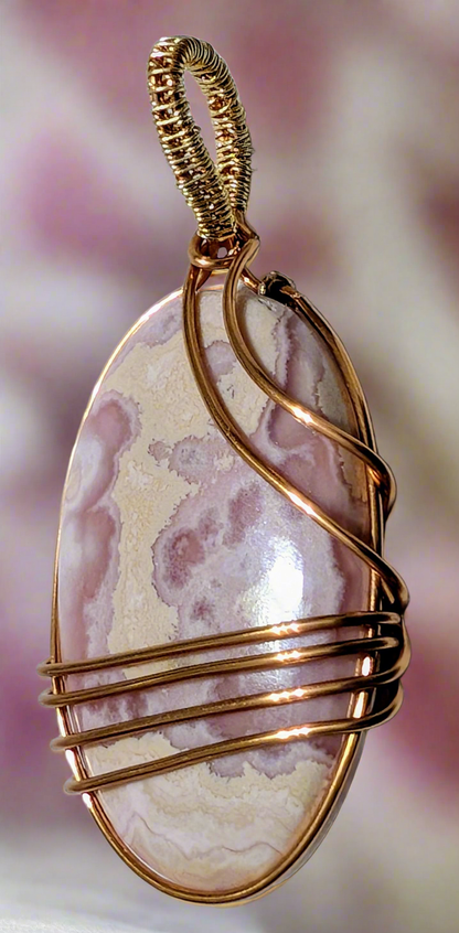 Plated Rhodochrosite Pendant Necklace