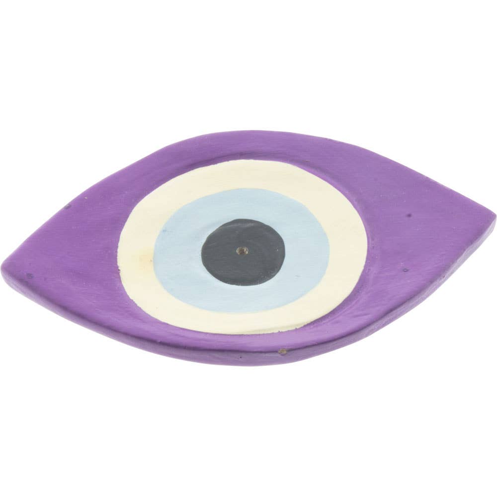 Wood Incense Holder - Evil Eye (Each)