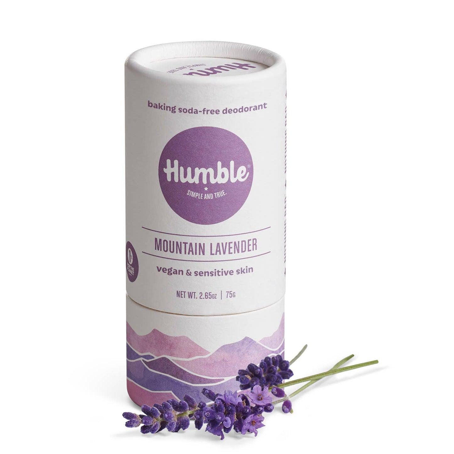 Mountain Lavender Vegan & Sensitive plastic-free deodorant with baking soda-free formula and biodegradable packaging