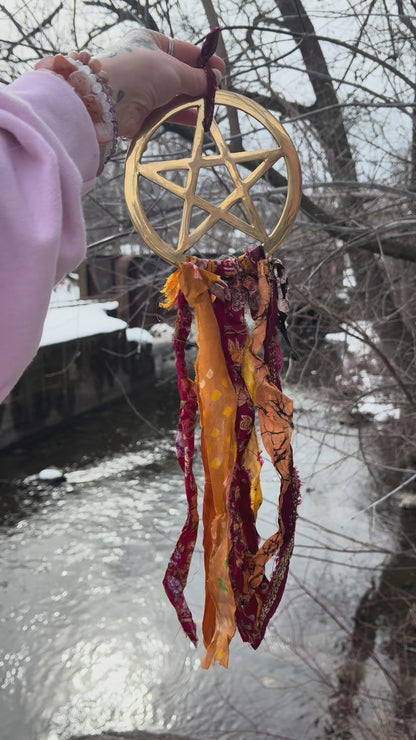 Pentacle Wall Hanging with Recycled Sari Silk