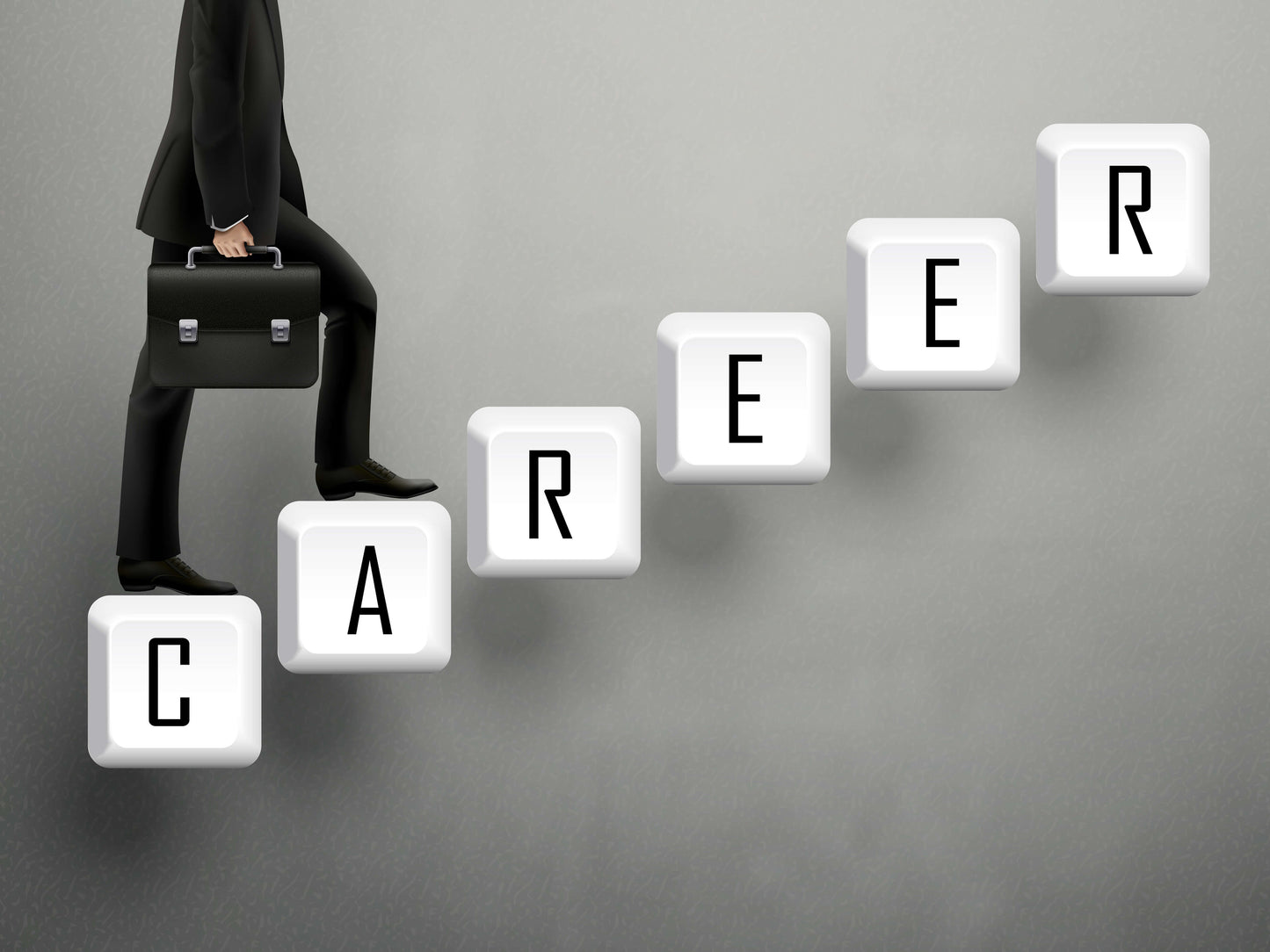 Businessman climbing career steps concept for astrology readings and career guidance services