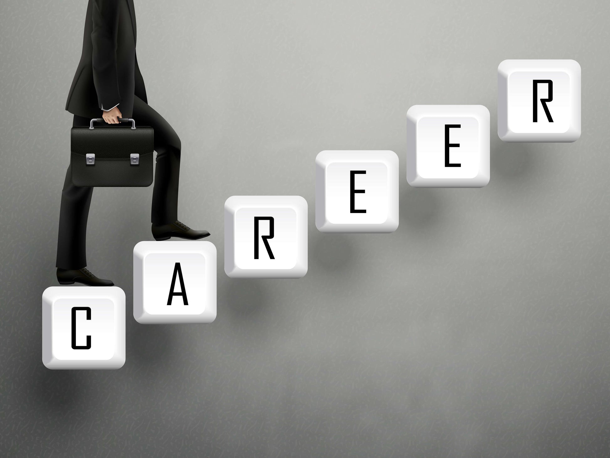 Businessman climbing career steps concept for astrology readings and career guidance services