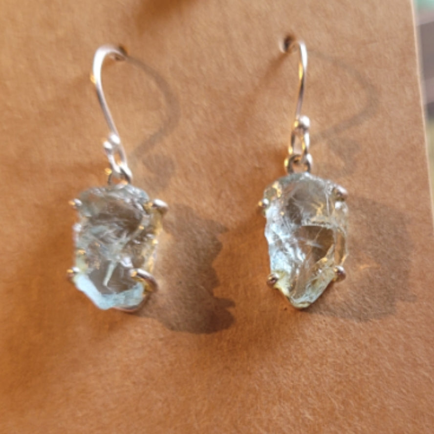 Earrings Aquamarine Raw