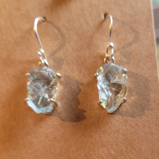 Earrings Aquamarine Raw