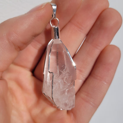 Raw Clear Quartz Wire Wrap Pendant