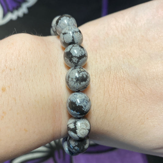 *Bracelet Snowflake Obsidian  Adjustable