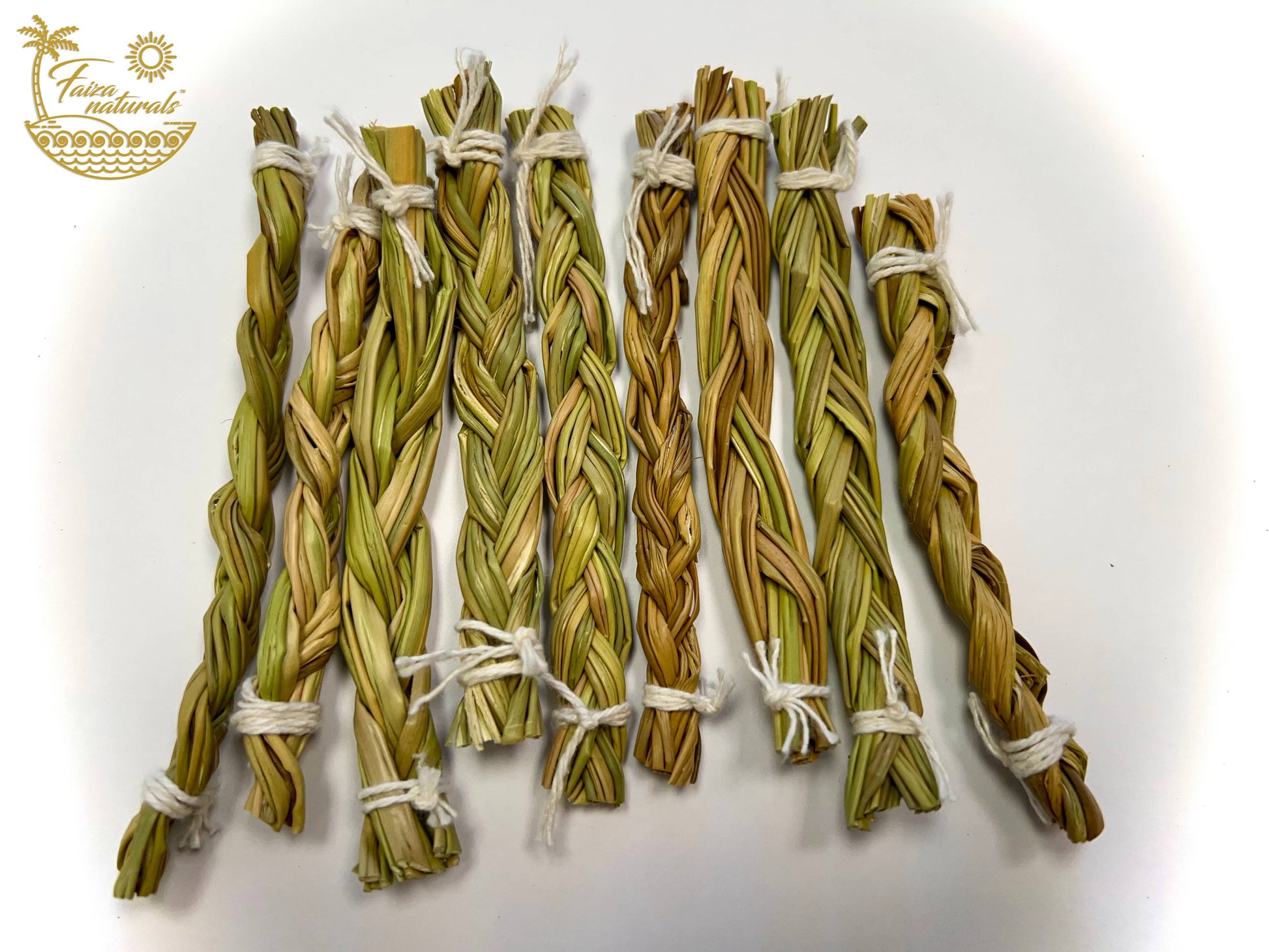4 inch hand-tied sweet grass braids for smudging and purification with a natural vanilla-like aroma
