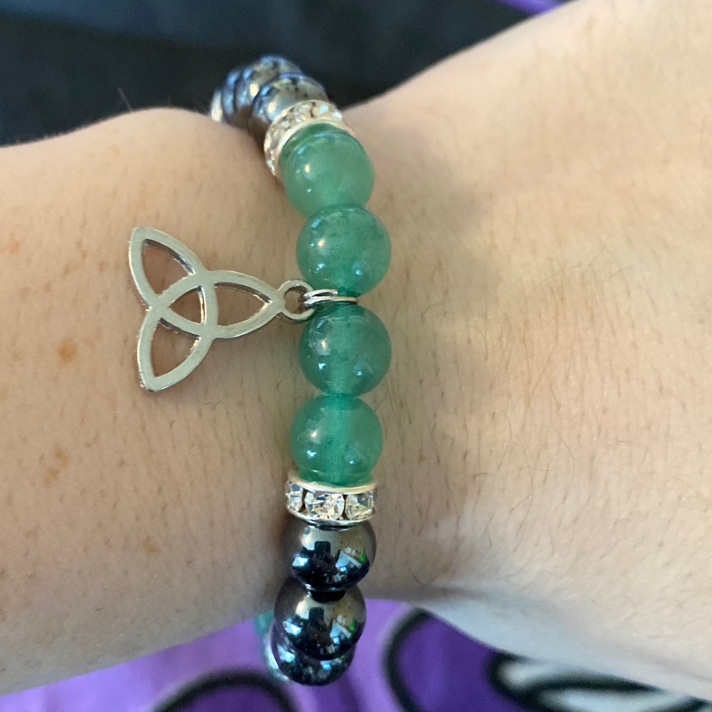 Bracelet Green Aventurine Hematite Trinity