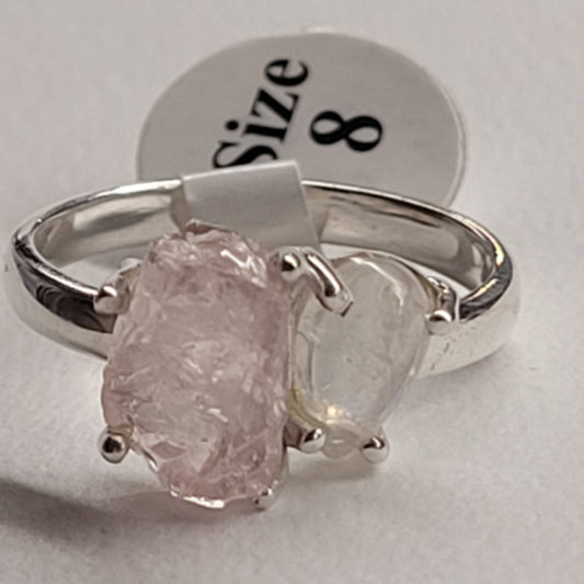 *Ring  Morganite Rainbow Moonstone